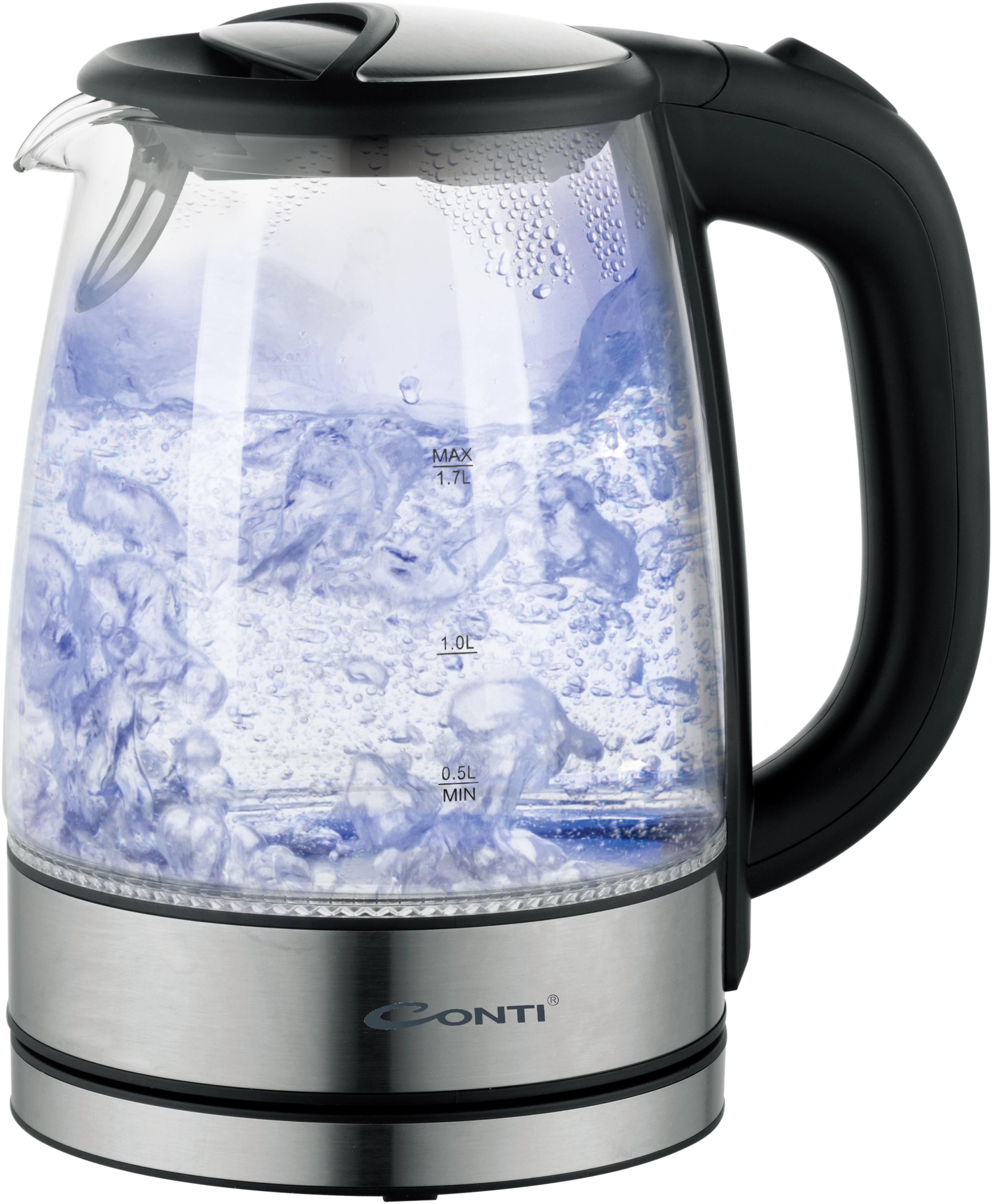 CONTI KETTLE - 1.7L - STAINLESS STEEL & GLASS